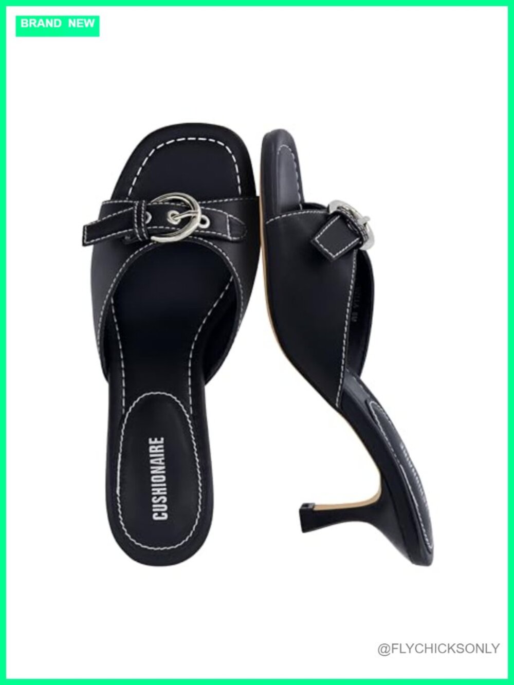 CUSHIONAIRE Belle Kitten Heels Slip-On Mules with Buckle Accent
